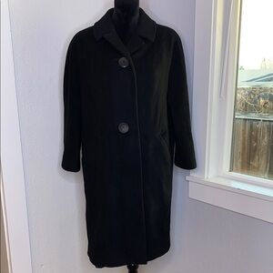 Vintage 1950s 100% Cashmere La Vigna Black Overcoat - The Gray Shop